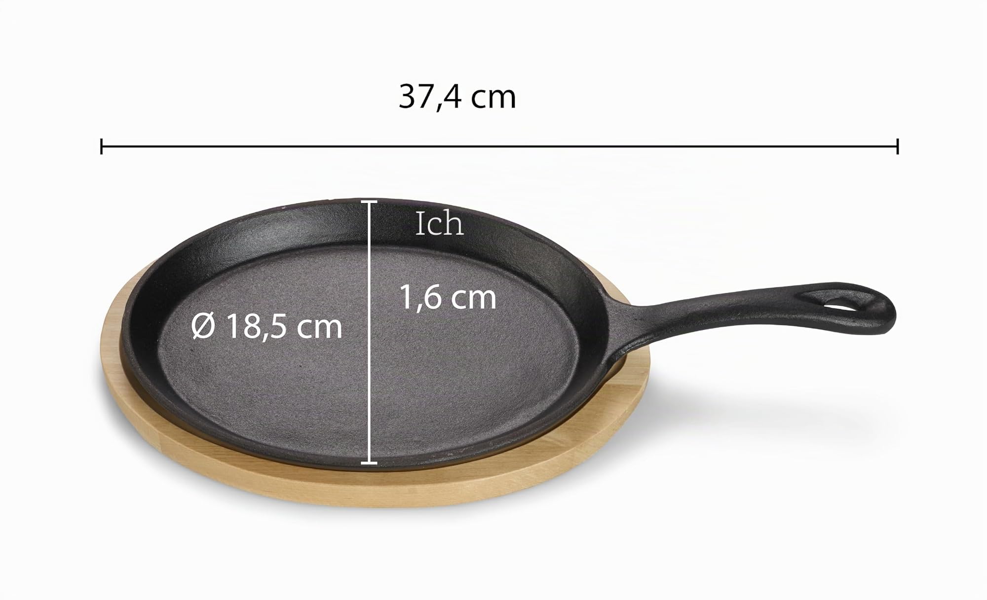 ECHTWERK Servierpfanne aus Gusseisen, Mini Pfännchen mit Servierbrett, Kleine Grillpfanne, Bereits eingebrannt, Für Backöfen, Grill, BBQ und Induktion geeignet, 4tlg