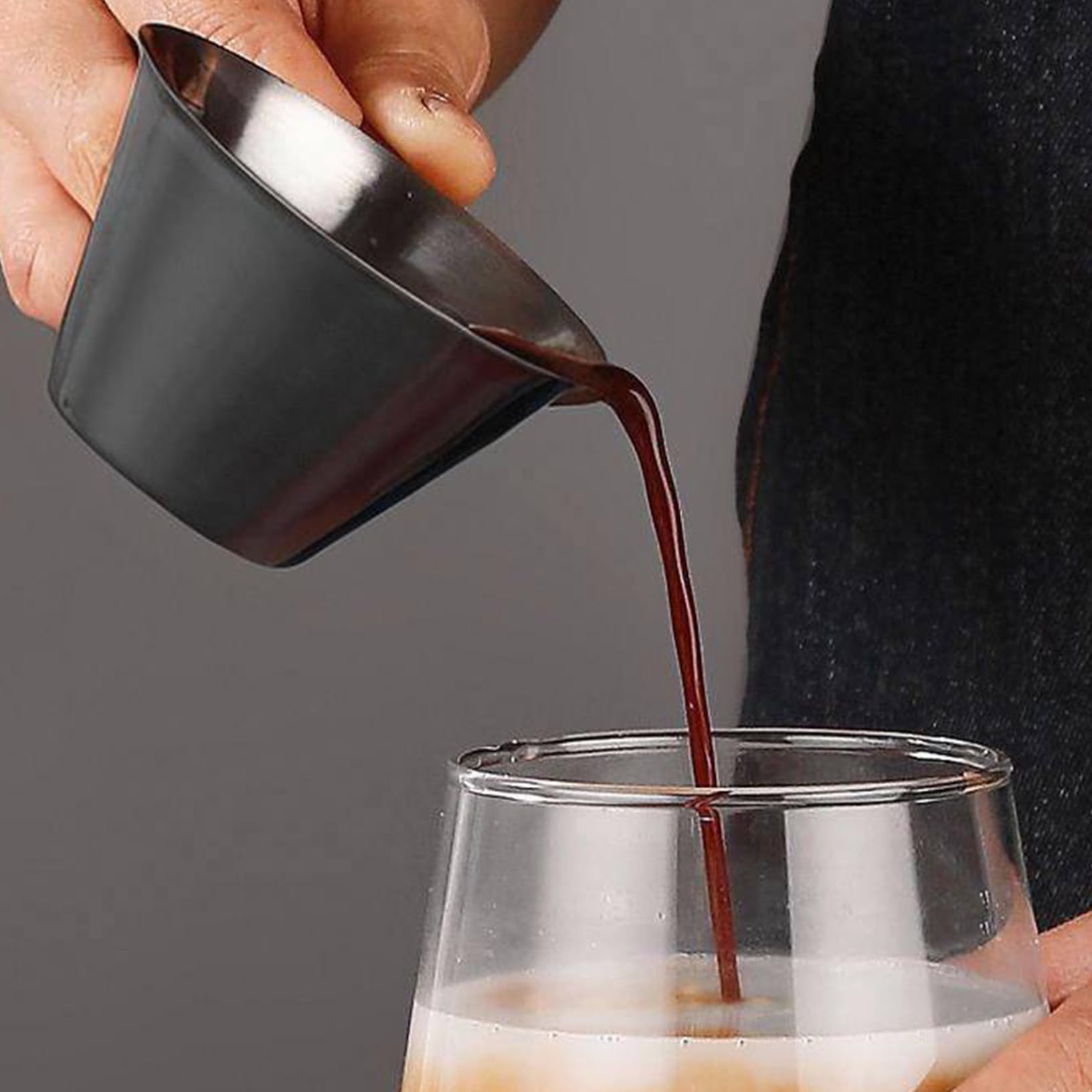 Zestaw filiżanek do espresso ze stali nierdzewnej – 2 szt. kieliszków do kieliszków z uchwytem do doskonałych kieliszków do kawy – niezbędne akcesoria do espresso