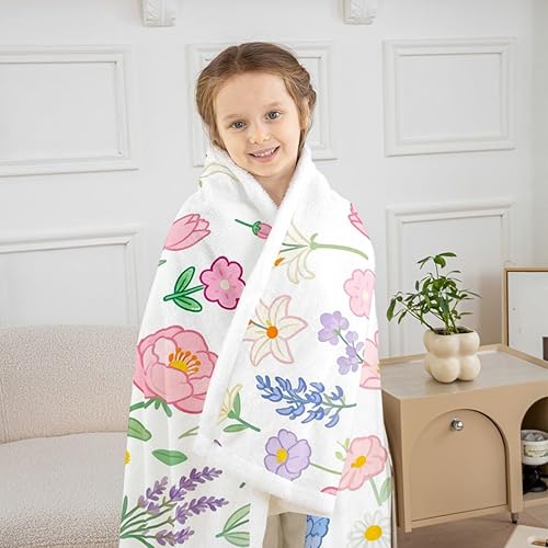 Miniatura 3 de Manta de cama con flores coloridas, manta de girasol, ligera, suave y acogedora, manta rústica de franela con temática de granja para sofá,