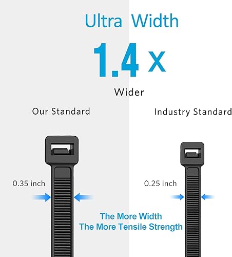 Miniatura 4 de Bridas grandes de 18 pulgadas, paquete de 50 bridas largas resistentes con resistencia a la tracción de 220 libras, bridas grandes, color negro