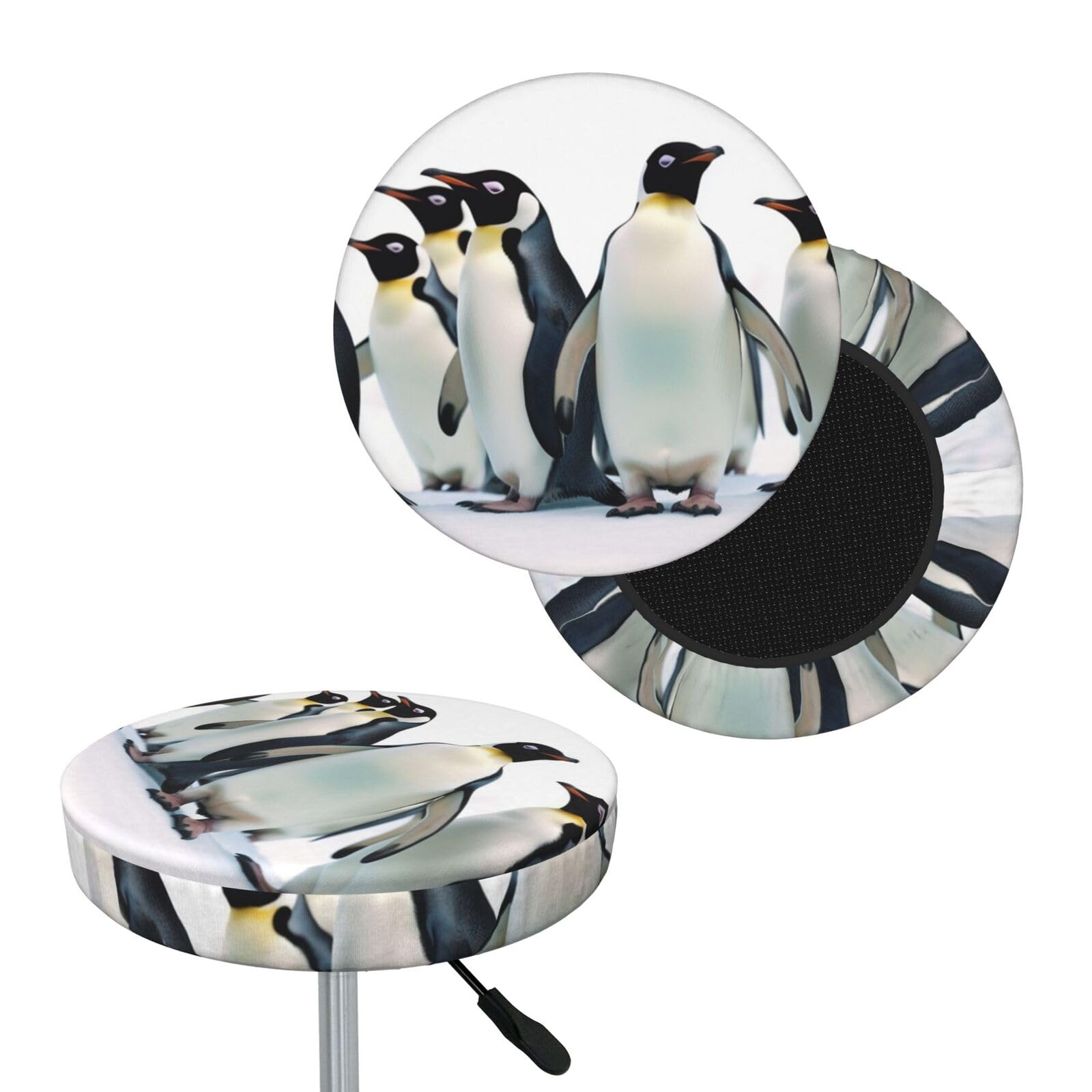 FekiLoot Penguins Round Bar Stool Covers Stretch Washable Bar Stool Covers Dustproof Slipcover Bar Chair Covers with Elastic Band for Bar Kitchen Living Room Decor 14 Inch