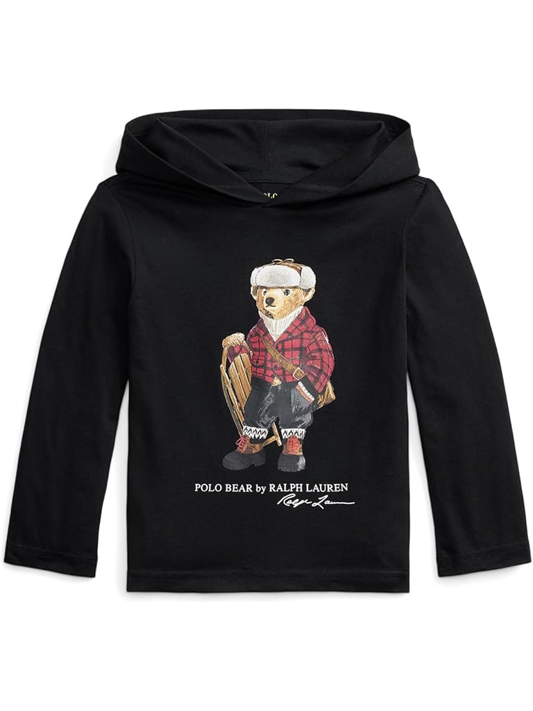 Black Polo Ralph Lauren Polo Bear Cotton Hooded Tee (Big Kid)