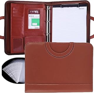 多機能 バインダー A4 二つ折り ファスナー付き クリップボード クリップファイル PUレザー フォルダー ジッパー バッグ型 ポケット付き 名刺入れ (茶色)