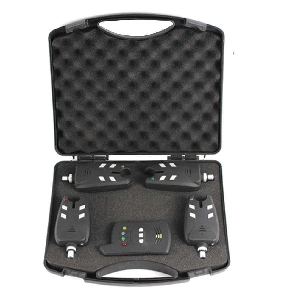 Fishing Alarms Wireless Bite Alarm Set Carp Coarse Fishing Bite Alarm Receiver Led Indicator Sensitivity Alert Daytime Night Outdoor Fishing Equipment with Box Black