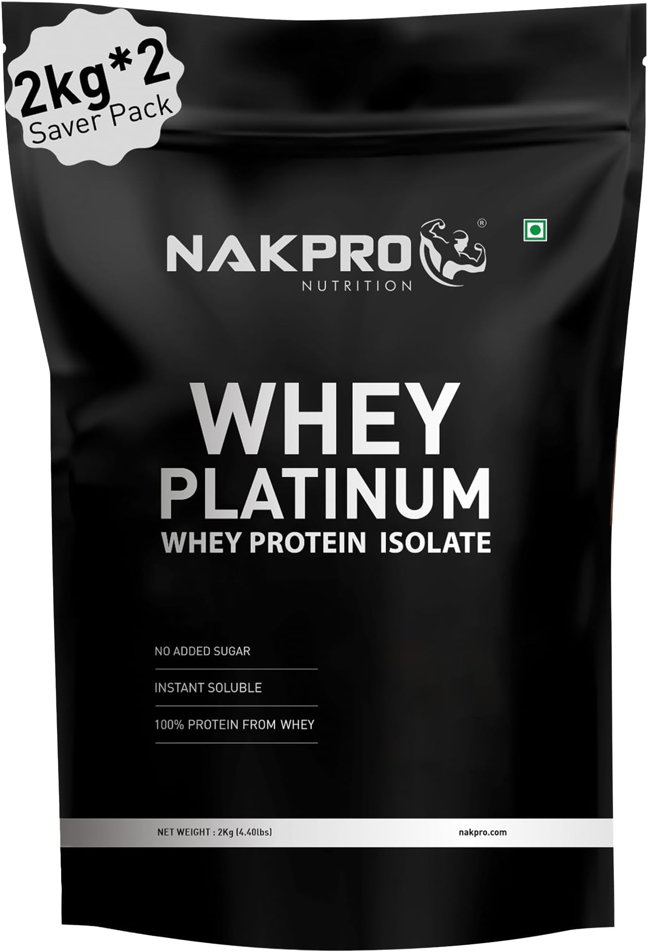 NAKPRO Platinum Whey Protein Isolate 4kg Double Rich Chocolate | 28g Protein, 6.4g BCAA | Trustified Certified 100% Authentic Supplement Powder & No Adulteration | Low Carbs, Fast Absorbing Whey Prot