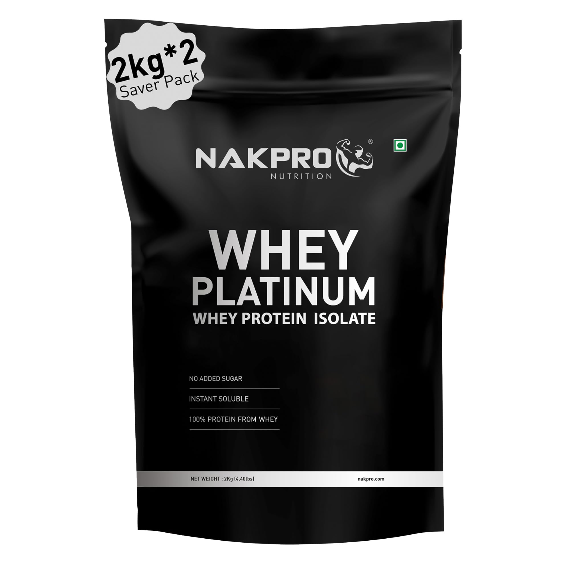 NAKPRO Platinum 100% Clean Raw Whey Protein Isolate, 4kg Unflavoured | 31g Protein, Trustified Certified & No Adulteration | Fast Absorbing Whey Protein Powder