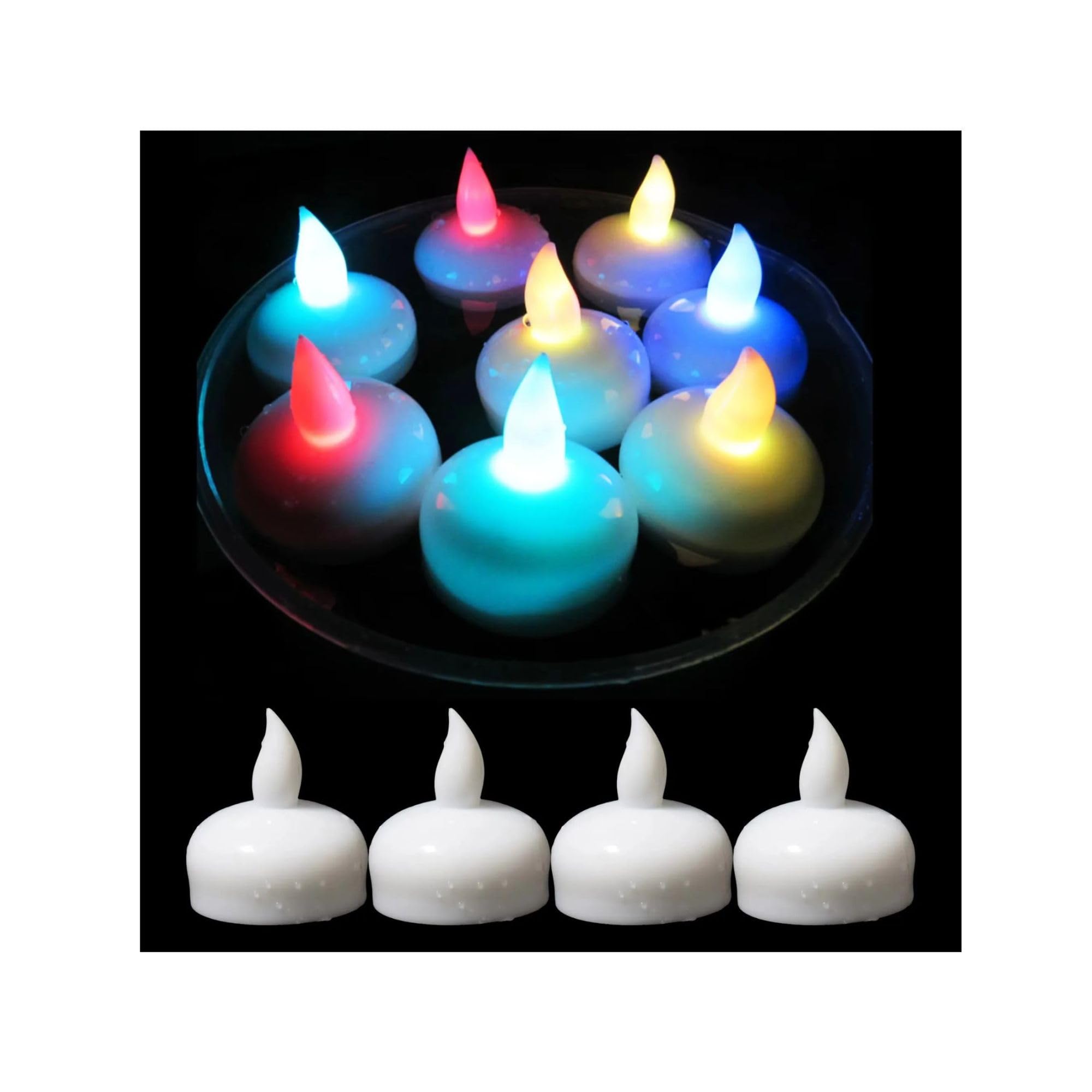 KHIZAR Flameless LED Candles Light Lamp Waterproof Floating On Water LED Tea Light Battery Operated for Pool Bathtub Diwali Christmas Festival Candles for Home Decor (Pack of 6 PCS)-image-23