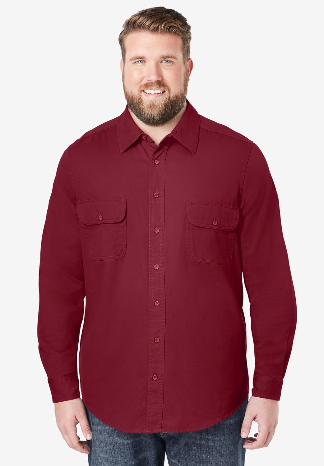 Boulder Creek by Kingsize Men's Big & Tall Long Sleeve Denim and Twill Shirt
