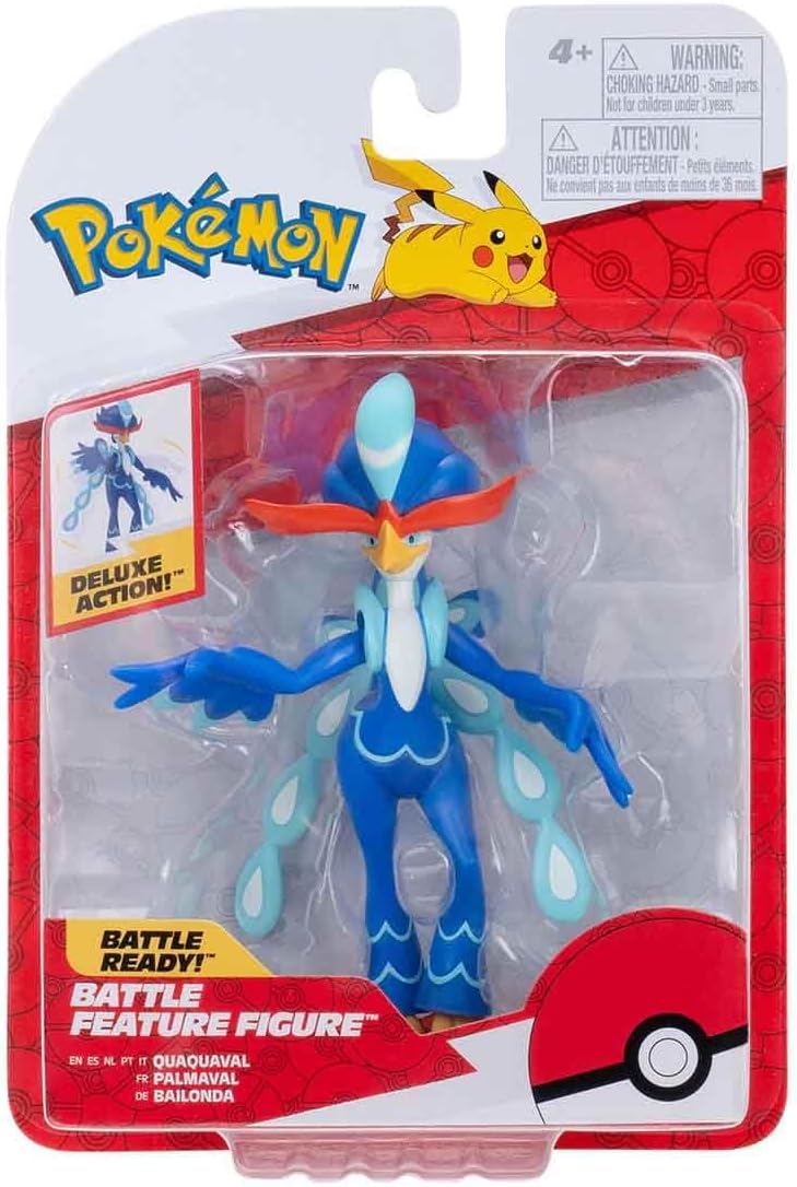 Pokémon Quaquaval Battle Feature Figure - 4.5-Inch Quaquaval Battle Ready Figure with Wing Attack