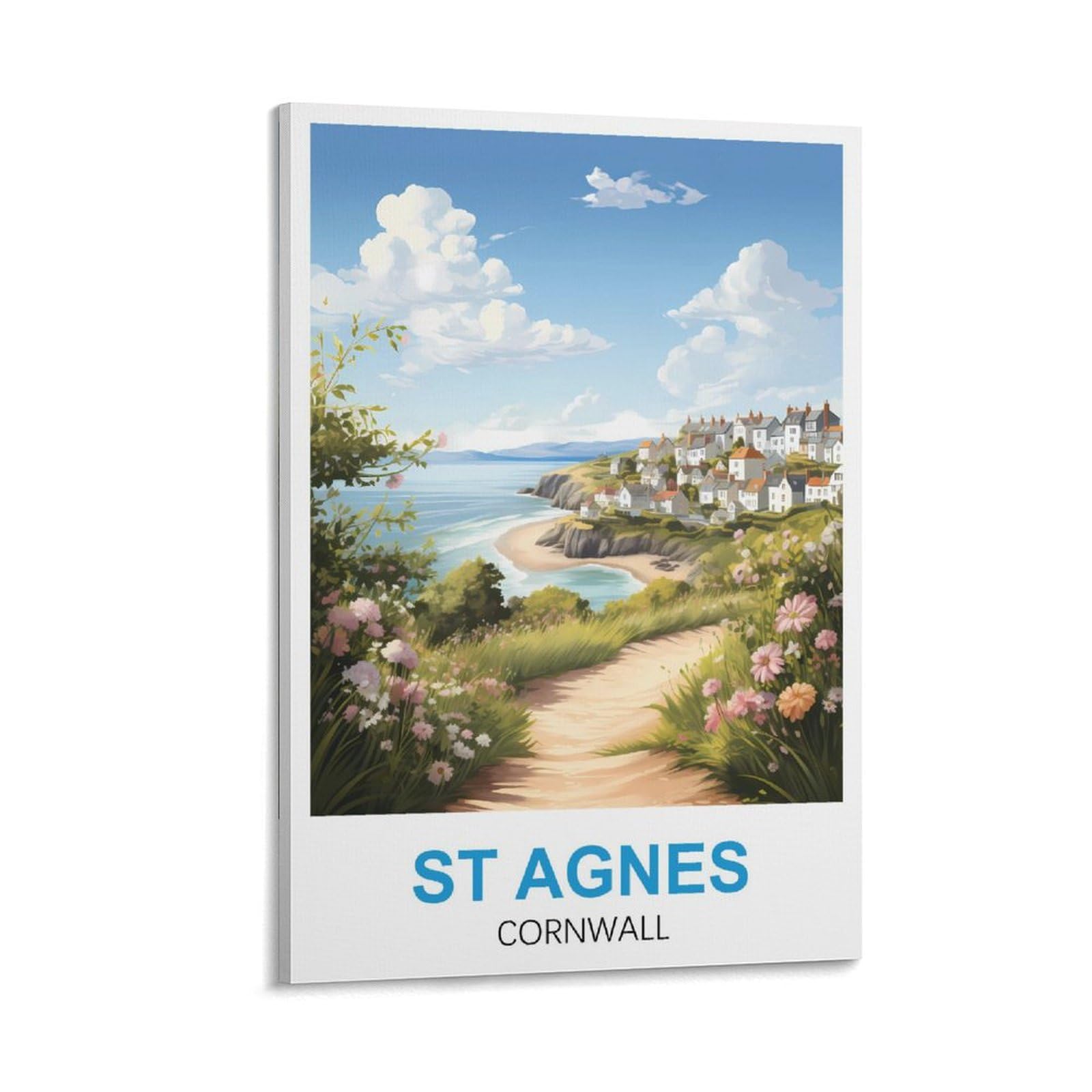LNHZGNJNH St Agnes Cornwall Vintage Travel Poster 12x18inch(30x45cm) Canvas Wall Art Wall Print Painting Decor Living Room Bedroom Decor