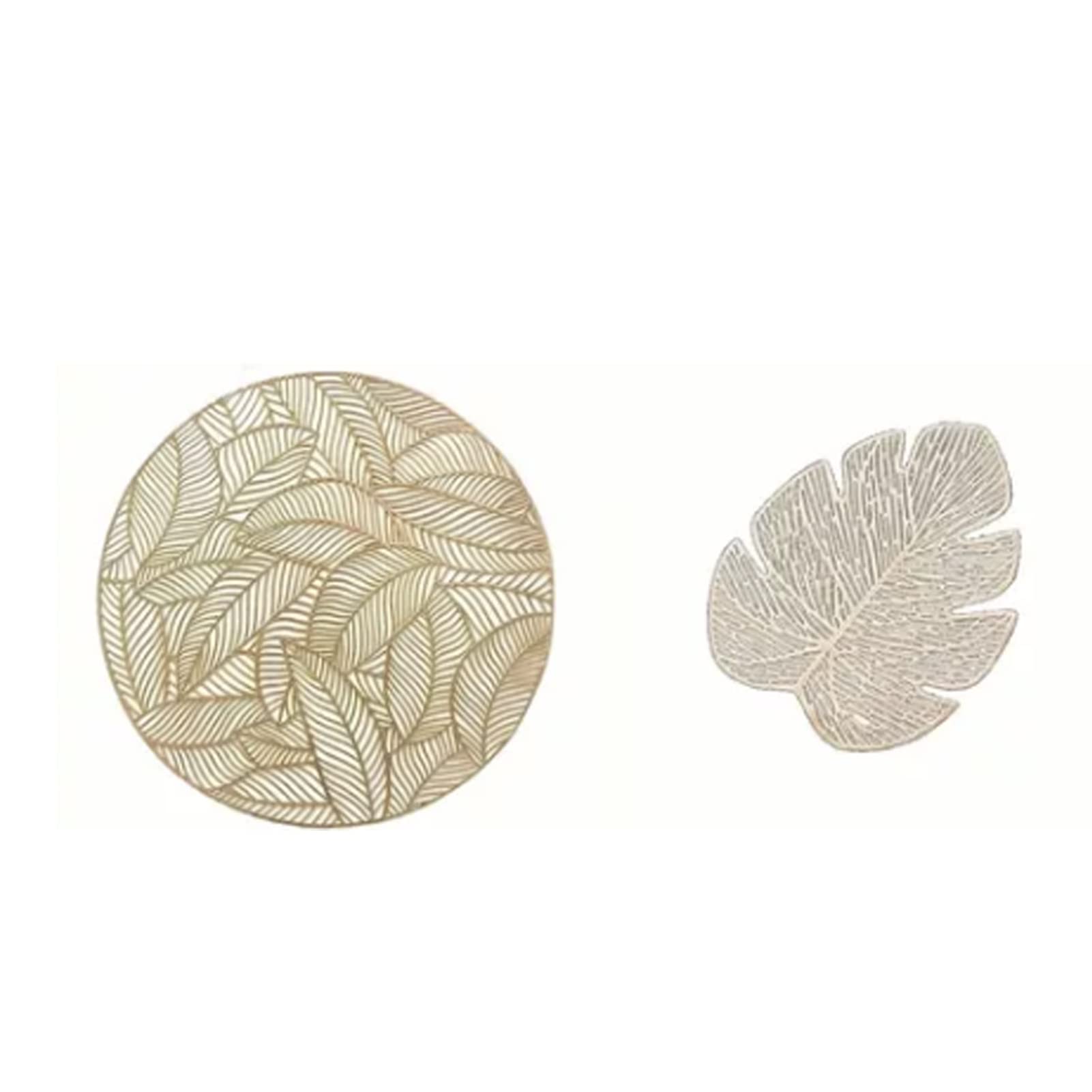 Set de table et dessous de verre chic en PVC or 12 pièces