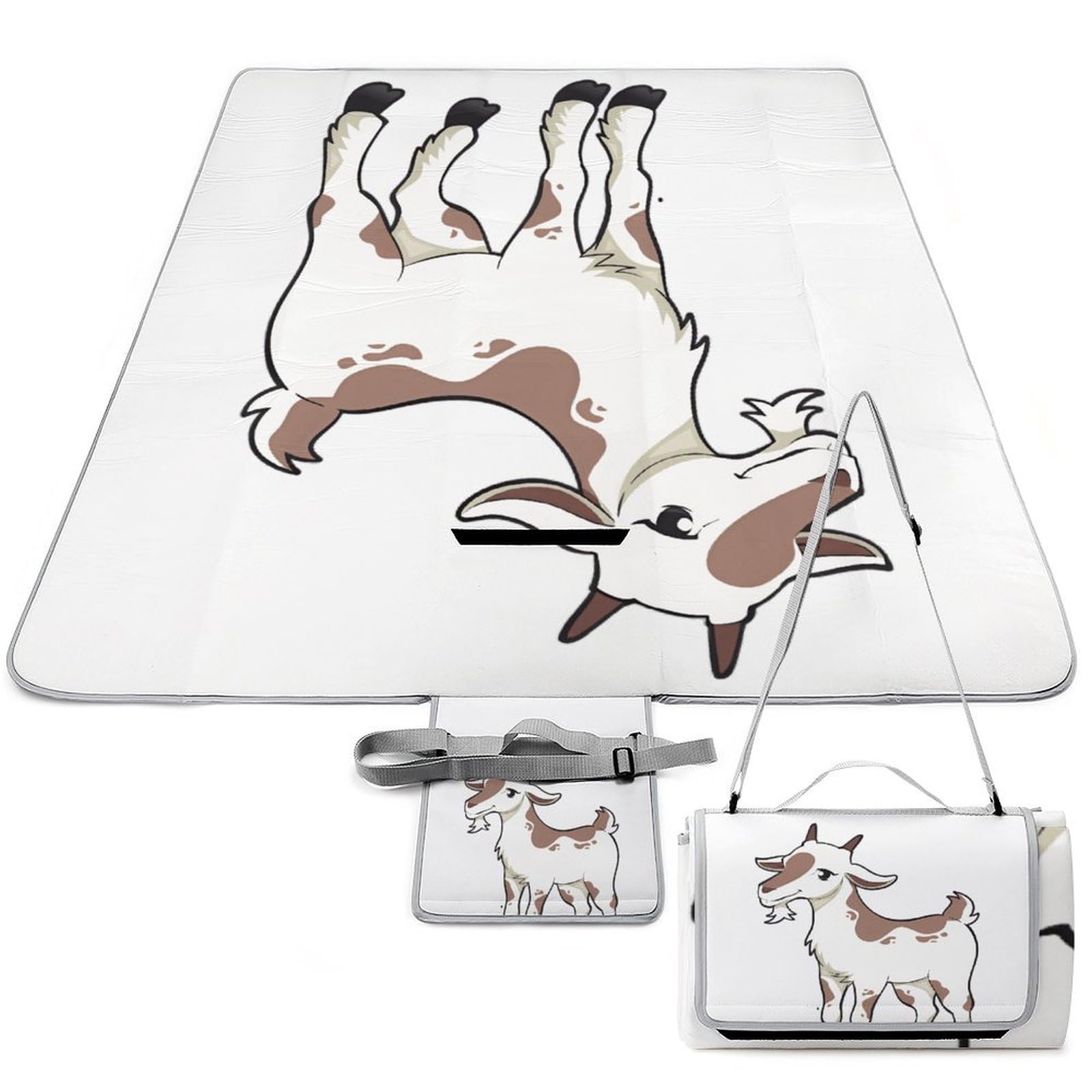 Tapis de pique-nique chèvre marron pliable pour ne plus s'asseoir sur l'herbe mouillée