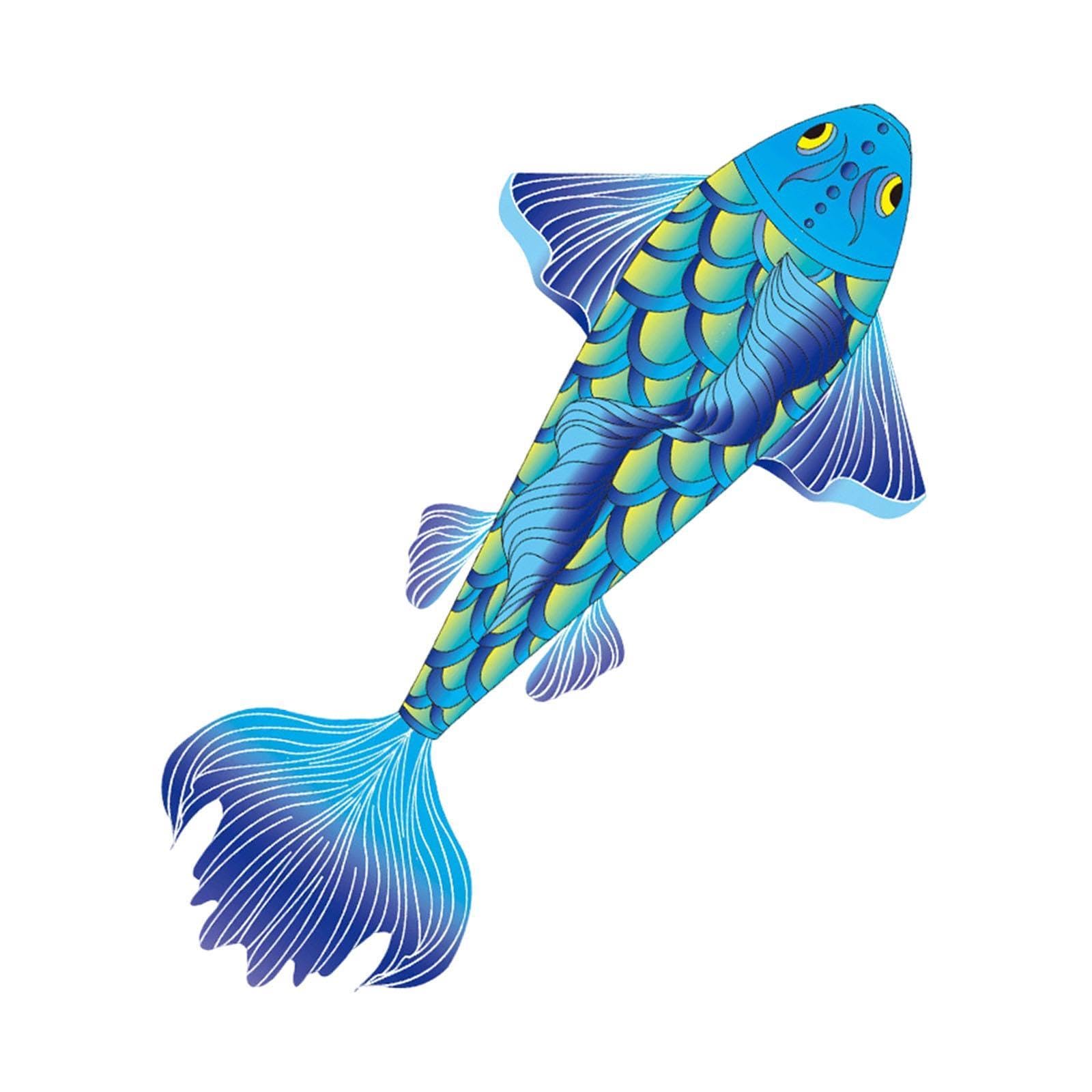 TISHITA Koi Drachen Beeindruckender Fischdrachen Kreativer Karpfen Outdoor Flugdrachen Spielzeug Aus Polyester für Geschenk Strandausflug Und Kinderfreizeit, Blau
