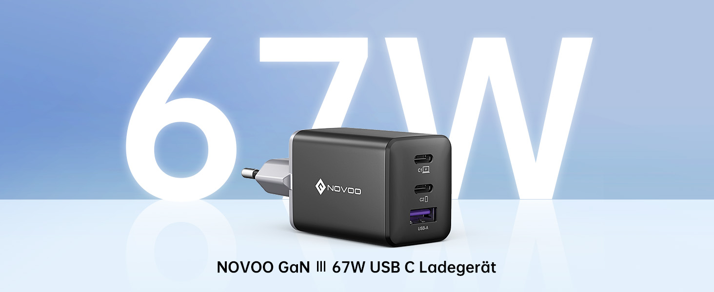 67W GaN USB-C Ladegerät Mit 3 Ports – Faltbarer Stecker Für MacBook, IPhone, IPad, Android, DJI Drohnen | Schnellladung & Reise-tauglich