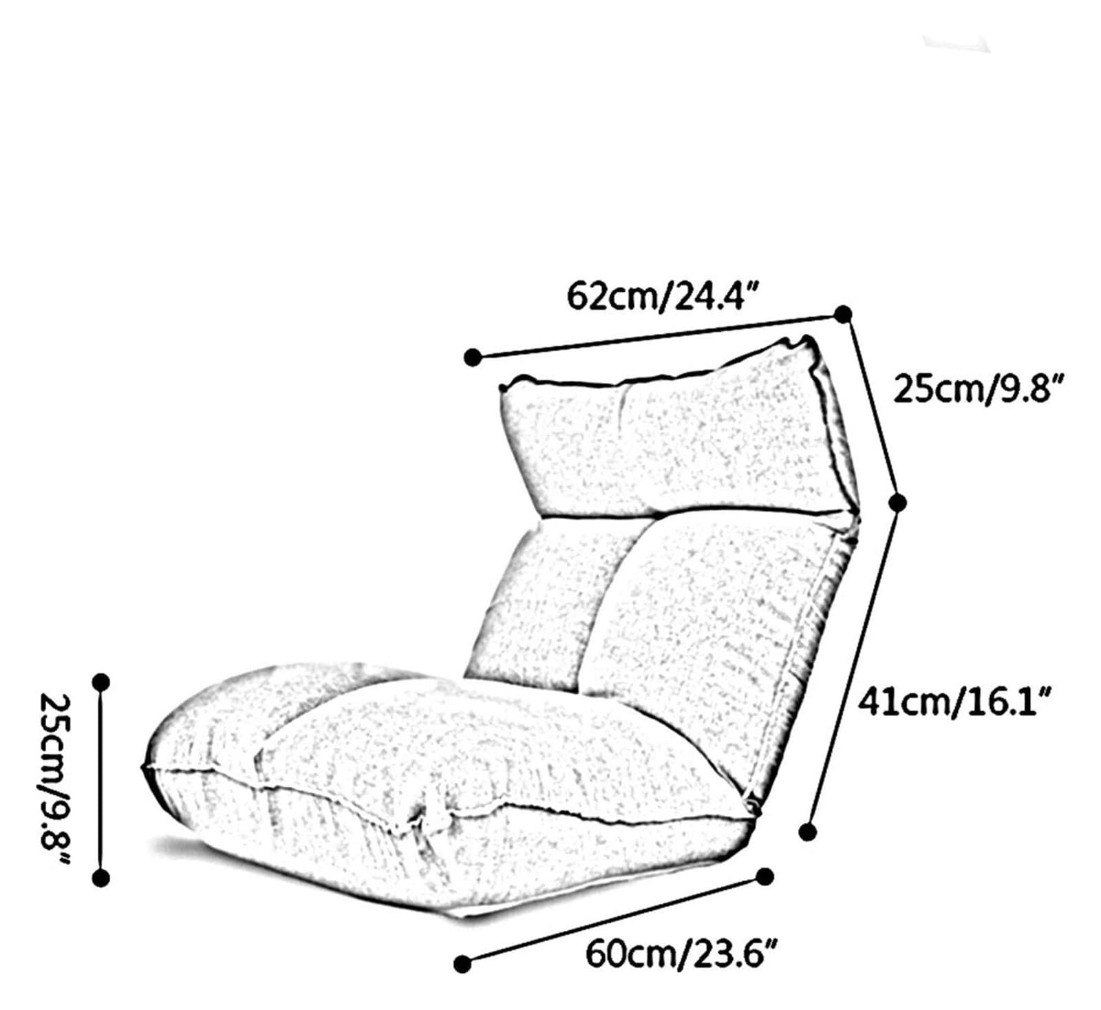 Silla de suelo plegable ajustable, asiento de meditación lavable de 14 posiciones para dormitorio y sala de estar, cómoda solución de asiento gris claro