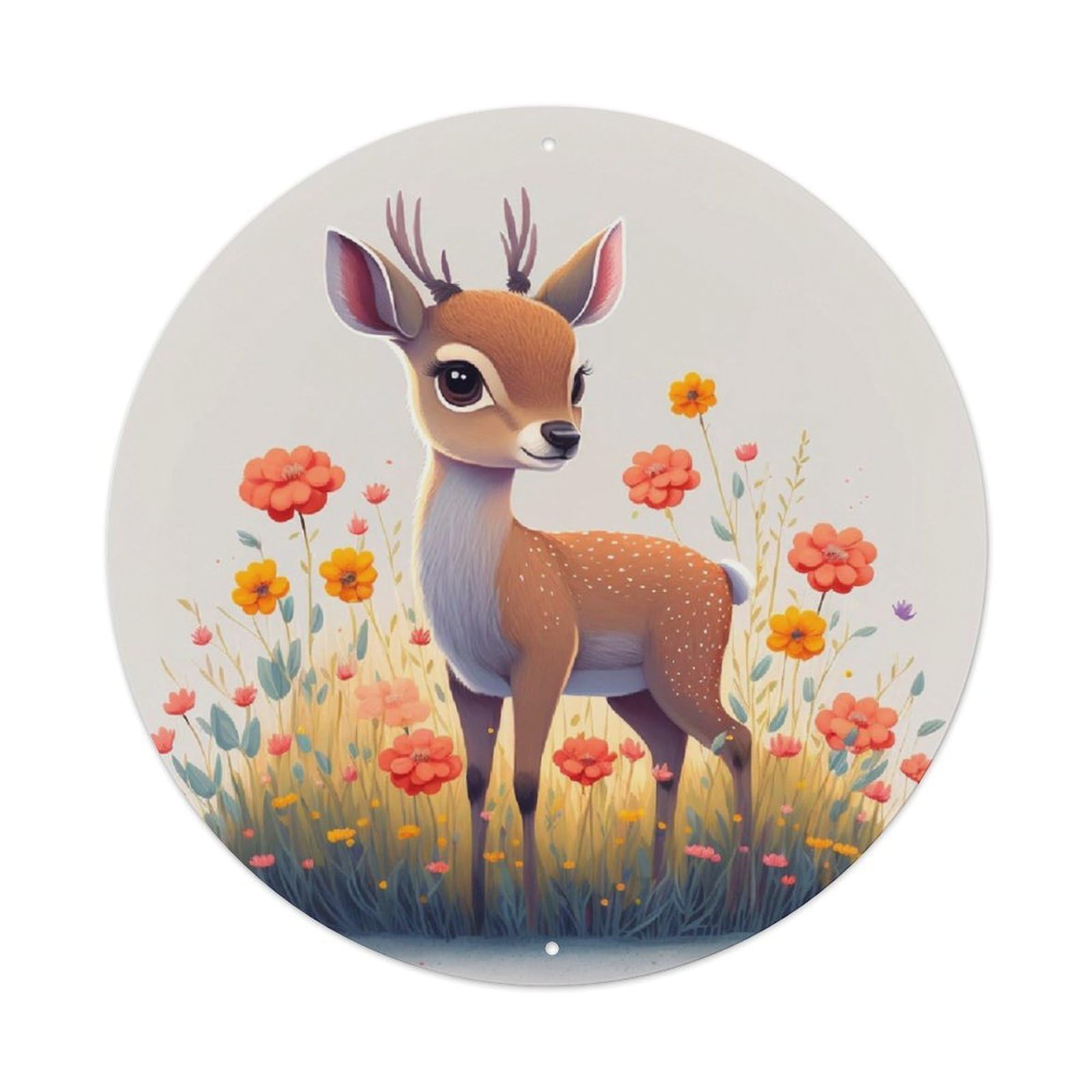 Cartoon Animal Poster Kawaii Healing Deer Metal Tin Sign