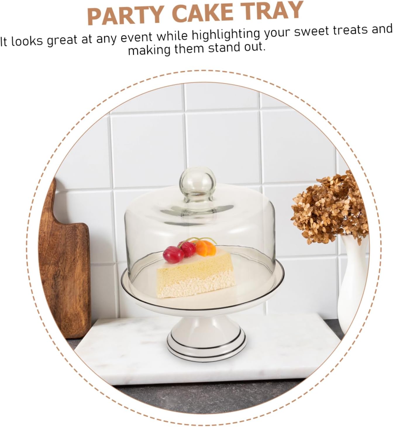 Decorative Cake Plate with Stand Dome Lid Clear Glass Cover Perfect for Wedding Party Display