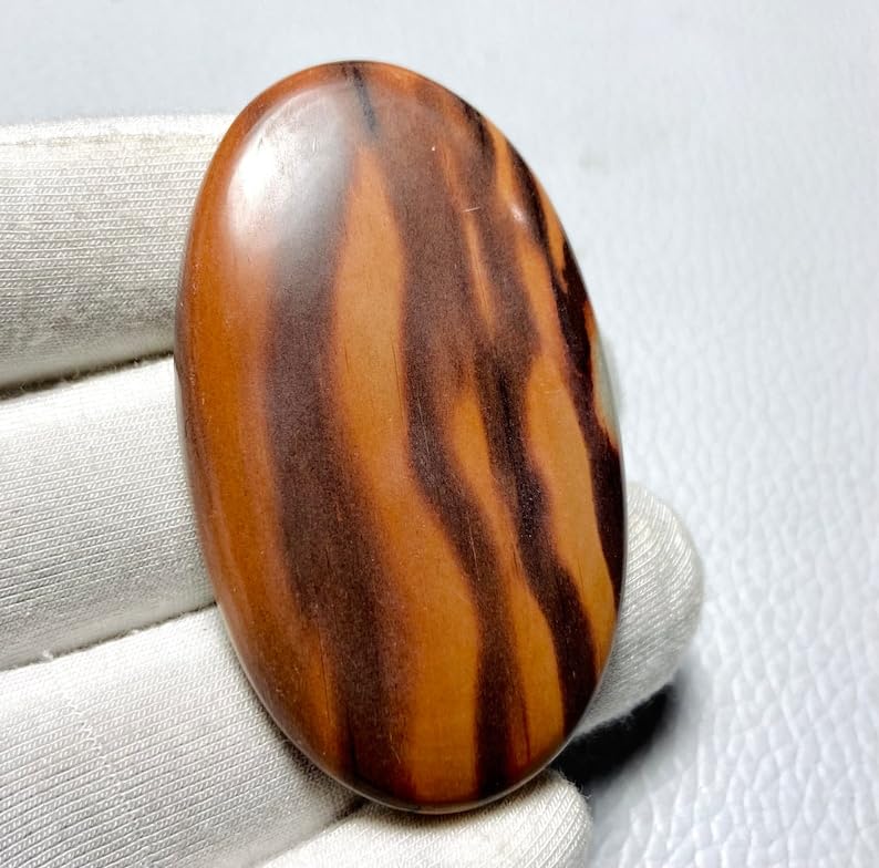 Jaspe peau de tigre cabochon ovale 51x30mm pour création de bijoux DIY pendentif - 6