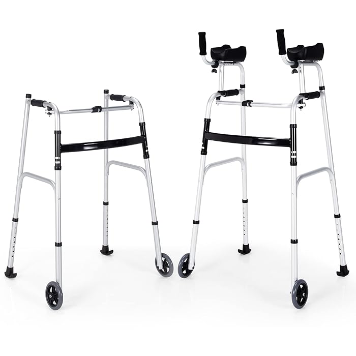 Buy COSTWAY Wheeled Walking Frame, Height Adjustable Rollator Walker
