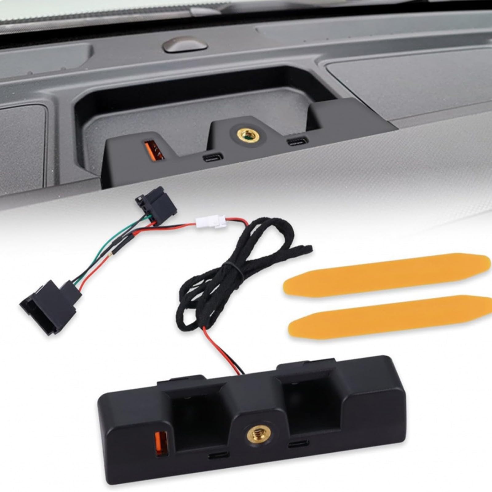 Adattatore di ricarica per auto per dispositivi multipli ABS nero Hub USB con 3 porte supporta tablet laptop per installazione cruscotto ABS Automotive USB Extender