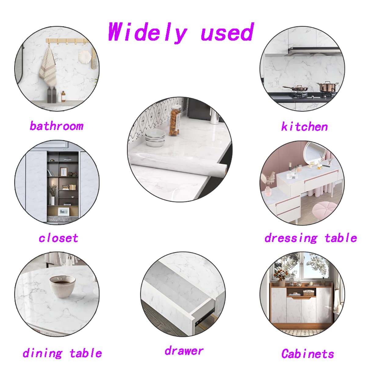 Duomama White Marble Peel and Stick Wallpaper 15.7"×78.7" - Waterproof, Self Adhesive, Removable Wallpaper for Countertops, Bedroom, Cabinets—Enhance Your Space with Elegant Marble Wall Paper