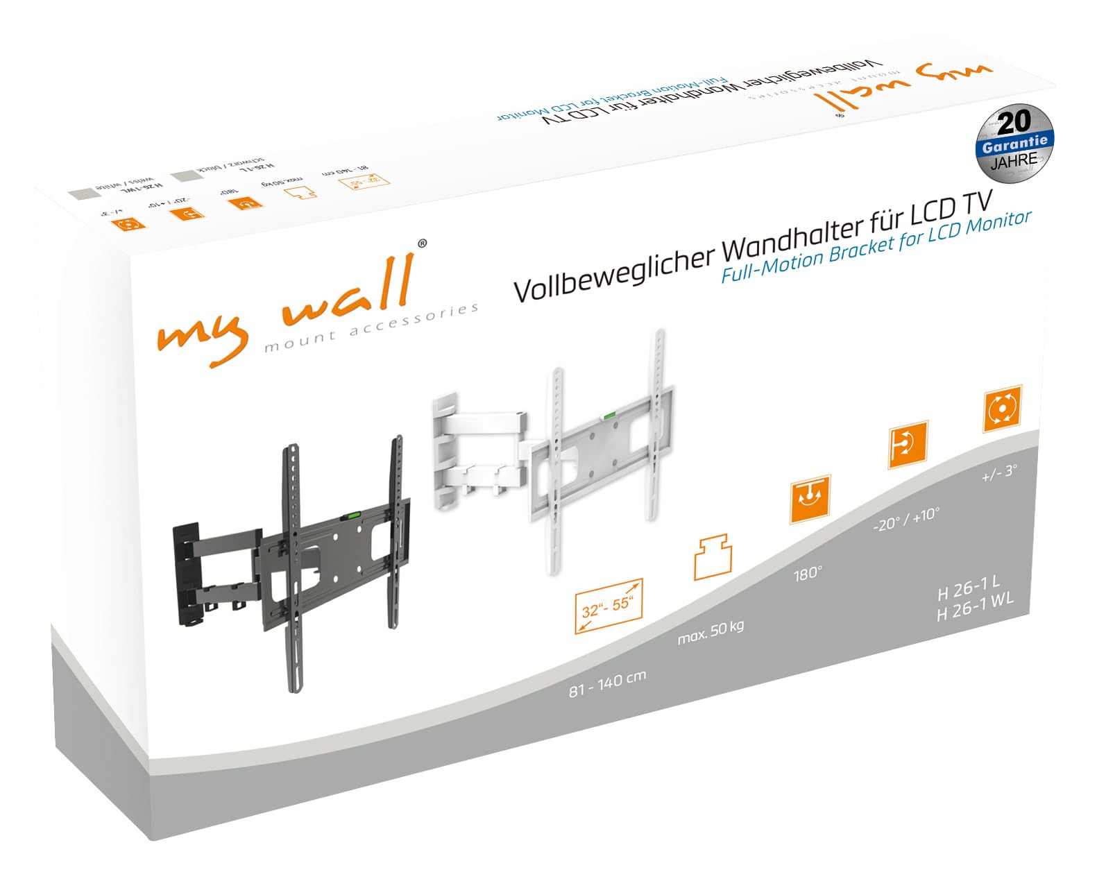 My Wall H26-1WL - Supporto da parete per TV My Wall da 81,3 cm (32) - 139,7 cm (55) inclinabile + girevole, girevole