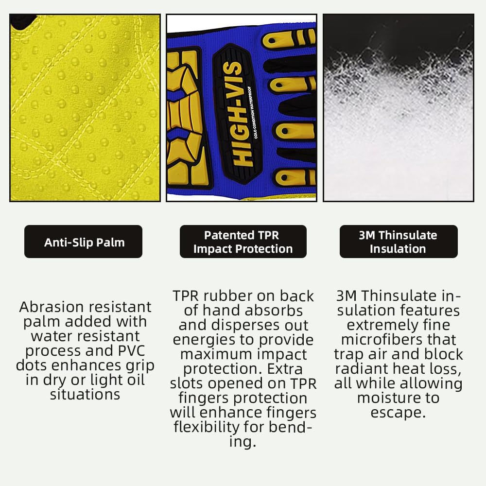 Seibertron High-Vis Series Cut Resistant Reducing Anti-Impact Mechanics Heavy Duty Safety Rescue Oil and Gas Gloves