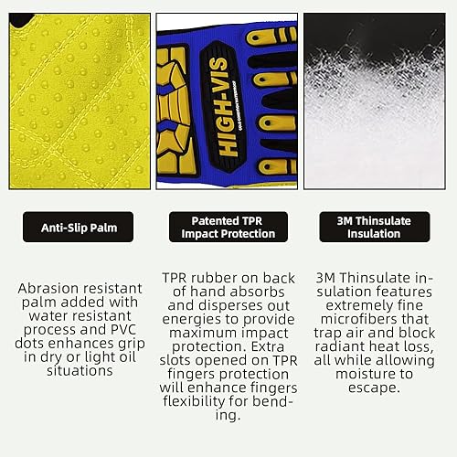 Vista 6 de Seibertron High-VIS SDXW - Guantes de trabajo de seguridad impermeables para condiciones de clima frío y petróleo S
