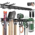 LBT 66" Garage Tool Organizer Wall Mount - 720lbs Garden Tool Organizer with Adjustable Hooks, Heavy Duty Metal Garage Storage Rack, Anti-Rust Shed Rack Holder Hanging Rake Broom Mower Snowboard