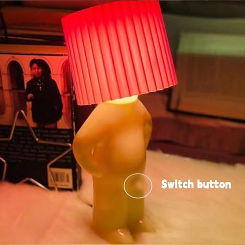 Miniatura 2 de Naughty Boy - Lámpara de escritorio creativa, luz nocturna, creativa y divertida MR.P, lámpara de mesita de noche con pantalla plisada, luz nocturna