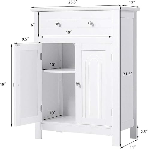 Miniatura 3 de GLACER Armario de madera con puertas dobles con cajón grande y estante ajustable, perfecto para baño y sala de estar, 23.5 x 12 x 31.5 pulgadas