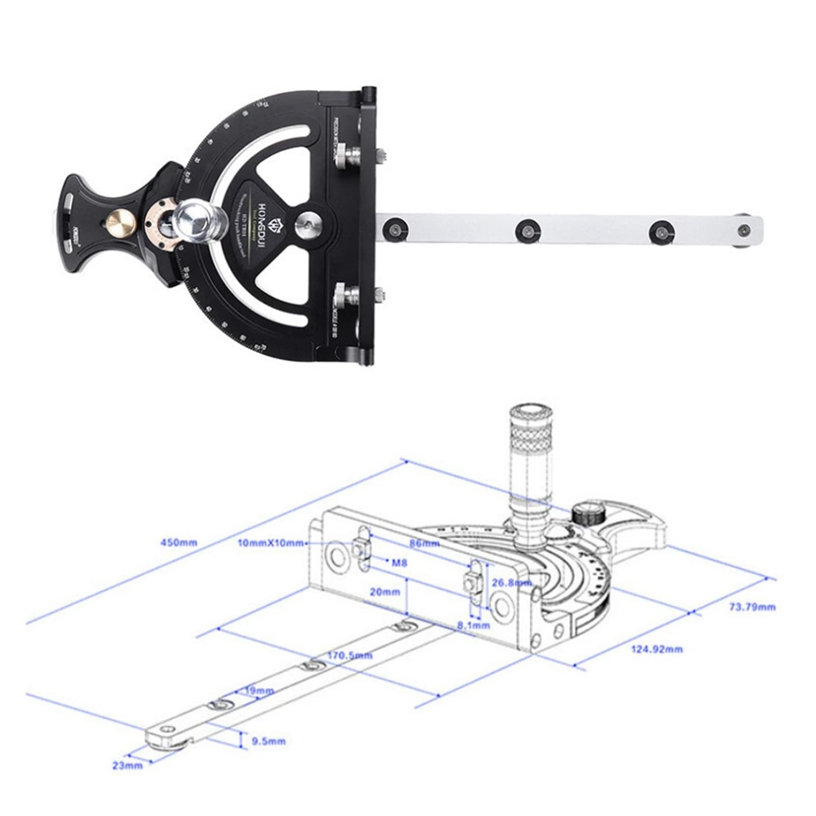 Jauge De Coupe Pour Bois - Règle à Onglet Réglable Avec Équerre Métallique Pour Scie Circulaire