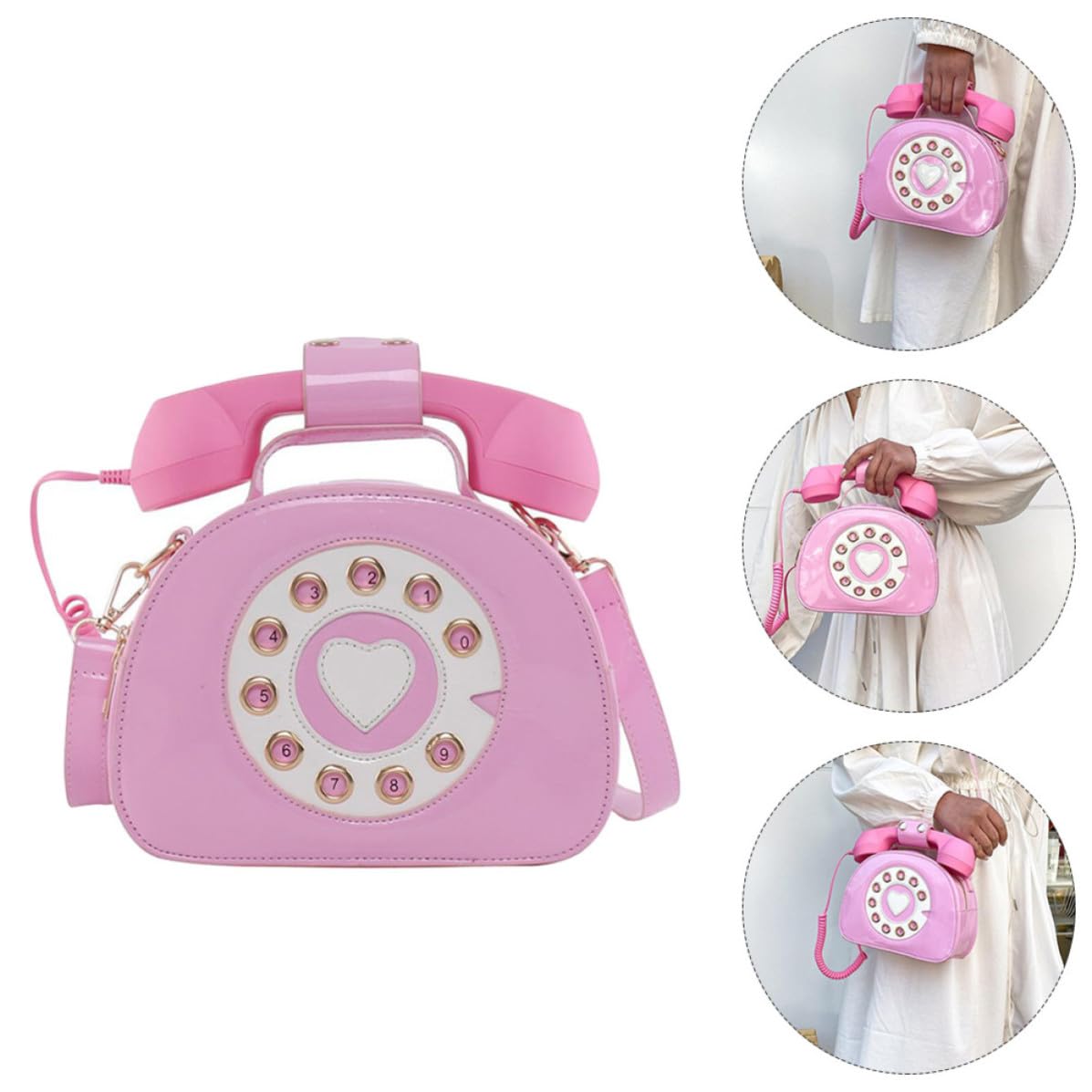 Beavorty Borsa a Tracolla a Forma di Telefono, in Pu Bianco, Stile Retrò