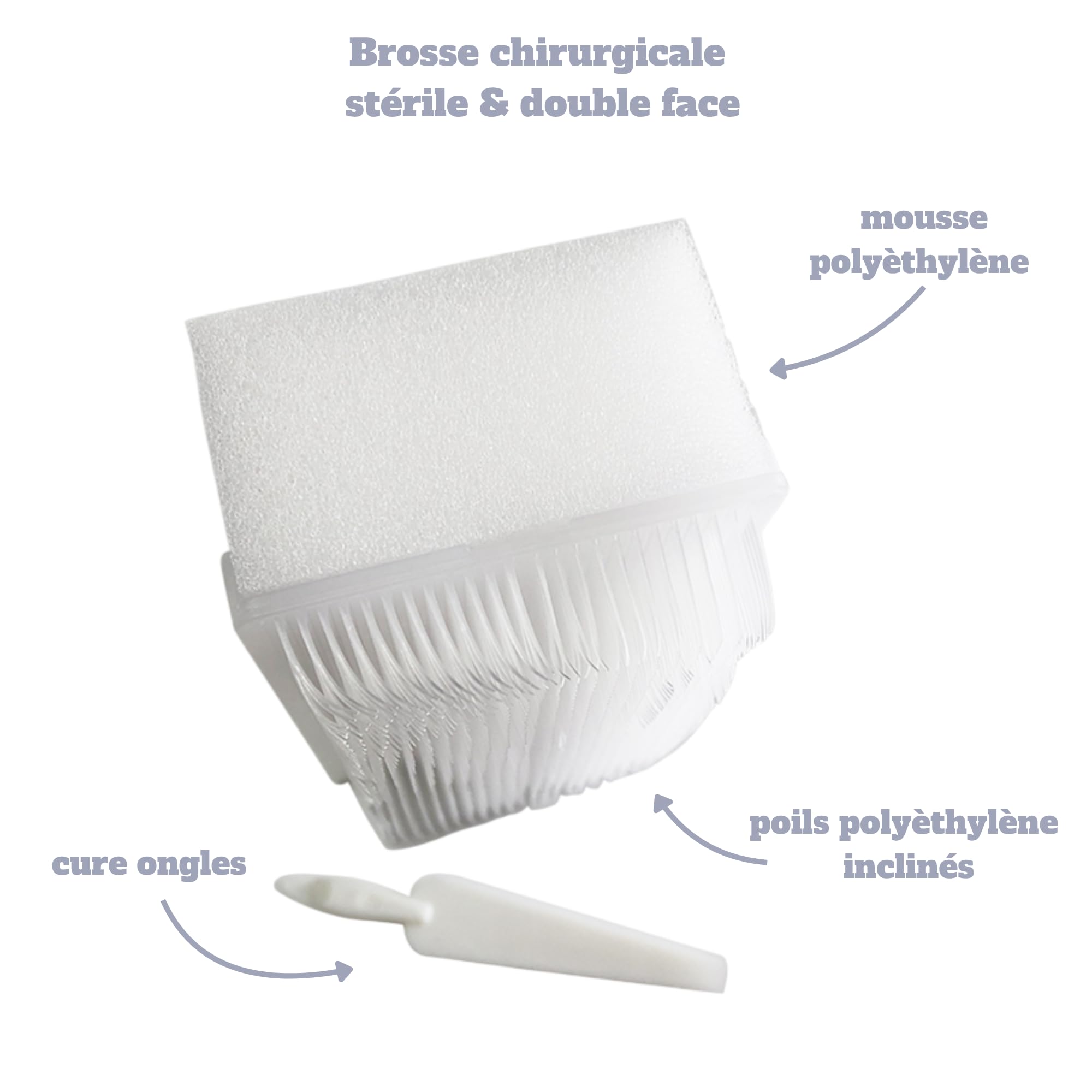 Brosse Chirurgicale Stérile Avec Cure-Ongle | Brosse Sensorielle | Brosse de bain bebe | Eponge de Bain Stérile | Brosse Stérile double face | Thérapie Sensorielle Enfant Adulte (Carton x 30 brosses)