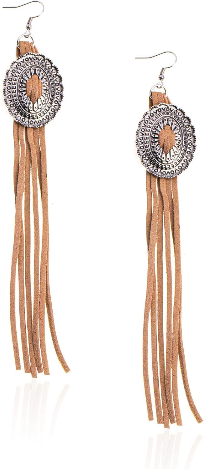 Rustic Couture's Drop Dangle Earrings for Women Western Cowgirl Fringe Statement Earring Tassel Country Jewelry