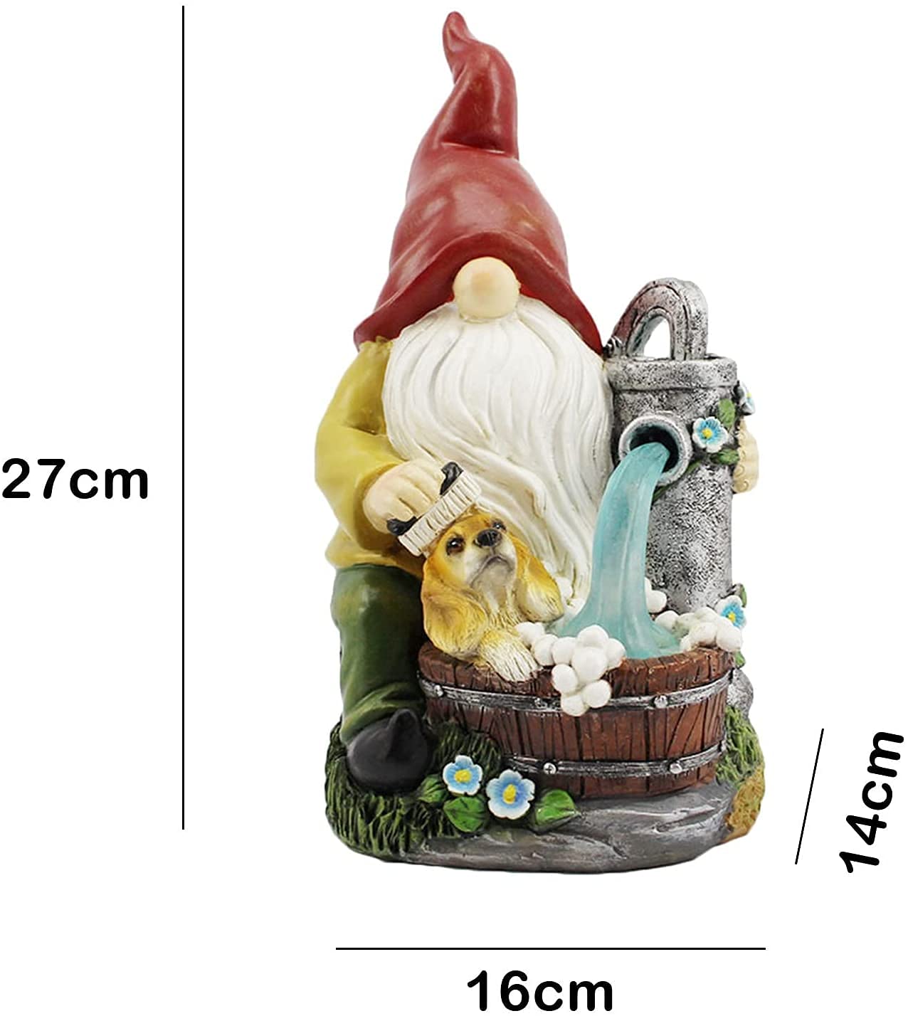 Solar Luminous Garden Krasnal rzeźba American Country Elf krasnal ornamenty prace ogrodowe podwórko trawnik ornamenty 16 x 14 x 27 cm (kolor: czerwony)