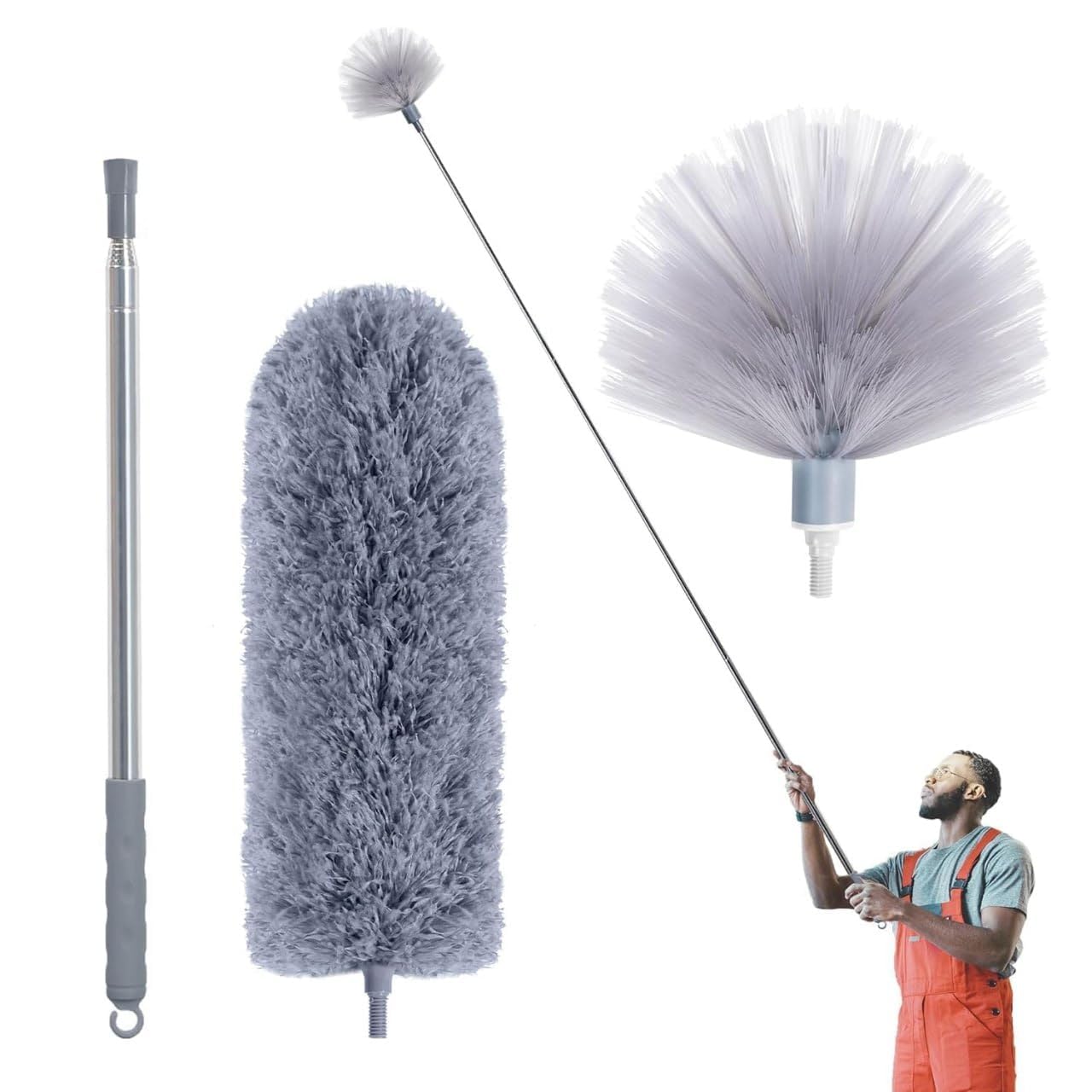 IVYROLL Microfiber Feather Duster with 100" Extension Pole, Cobweb Duster, Bendable Head, Washable for Ceiling, Fan, Furniture-image-12