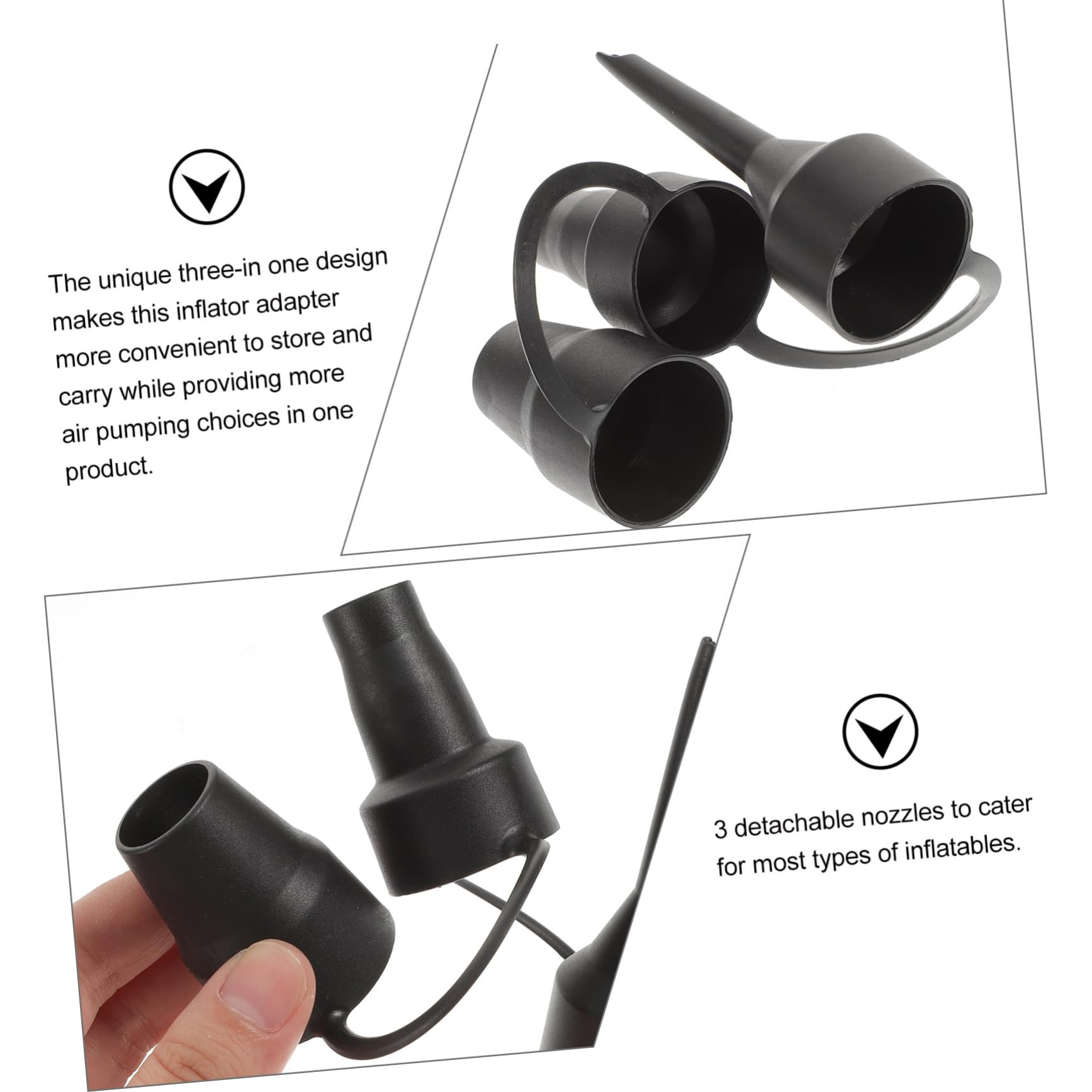 WOONEKY 3 Sets Triple Air Nozzle Electric Air Pump Converter Nozzles for Inflatable Equipment Durable Plastic Design Compatible with Paddle Boards Boats Easy to Store and Carry