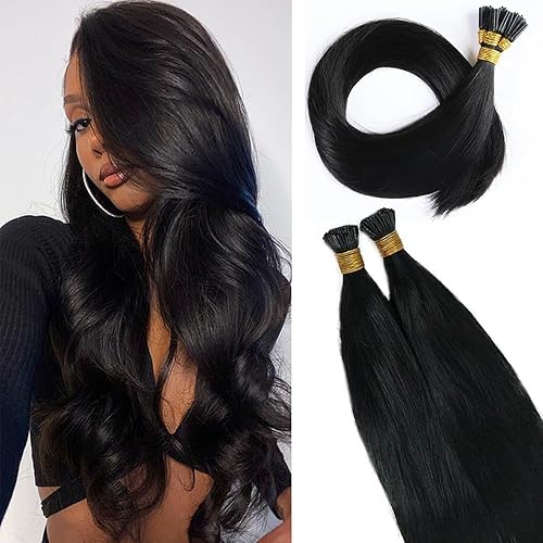 Extensiones de cabello humano Remy con punta en I de 20 pulgadas, 50 hebras por paquete, extensiones de cabello con queratina preunida, extensiones