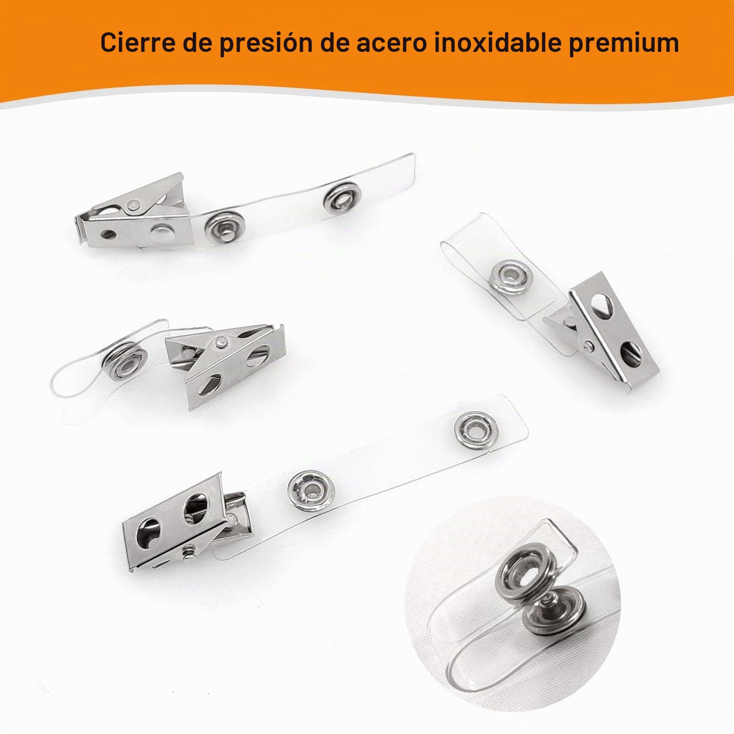 Fushing Pinzas De La Insignia Del Metal Con Las Correas Claras Del PVC Para Las Tarjetas De La Identificación Y Los Soportes De La Divisa (100)