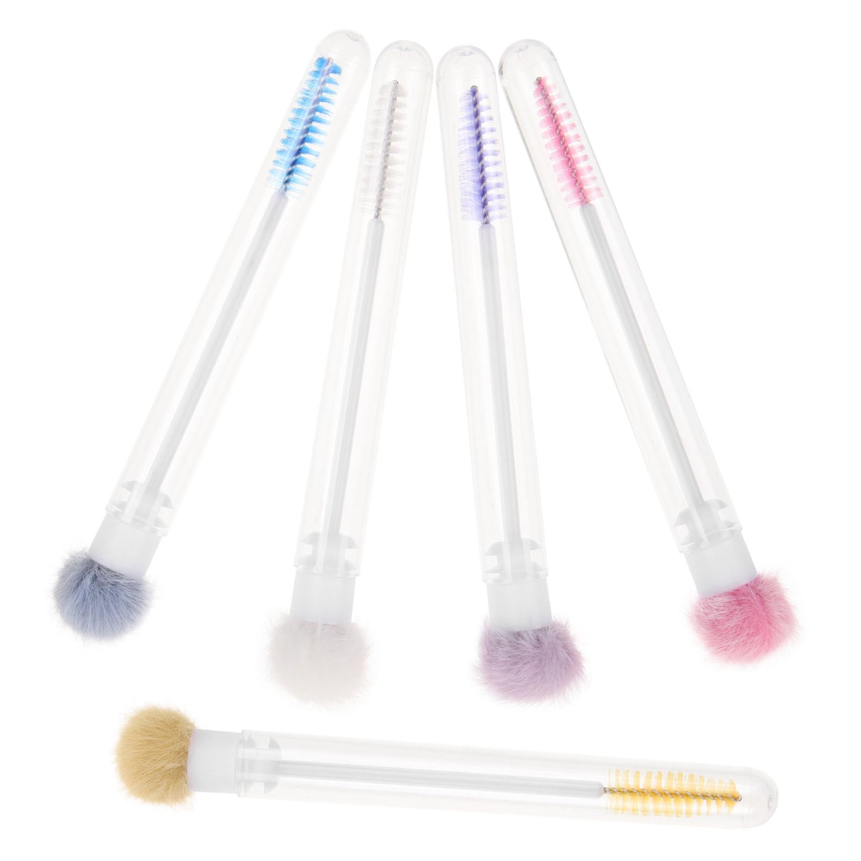 WOFASHPURET Elegant Sturdy Eyelash Eyebrow Brush Set 5pcs Applicators with Tube Ideal for Women