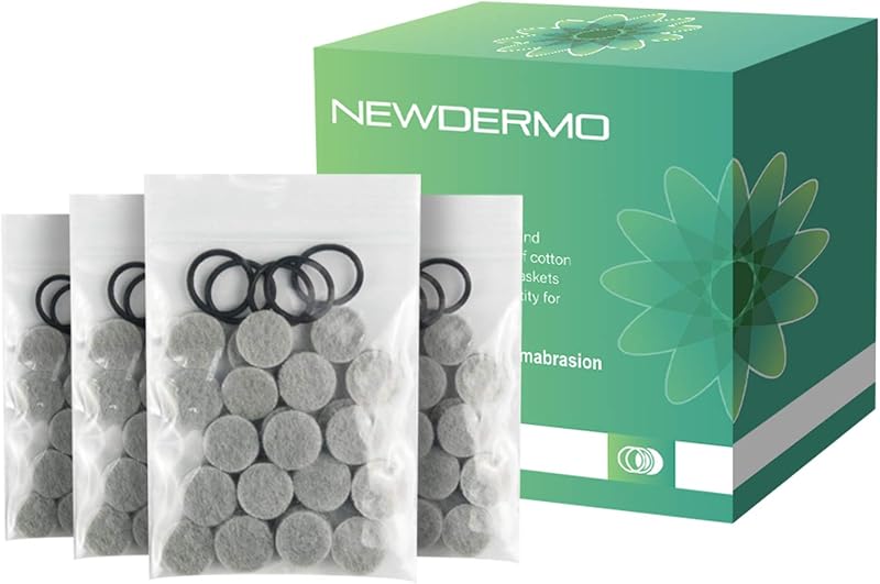 NEWDERMO Filtros de algodão para máquinas de microdermoabrasão 2 em 1 e 3 em 1, pacote com 120 e 20 juntas