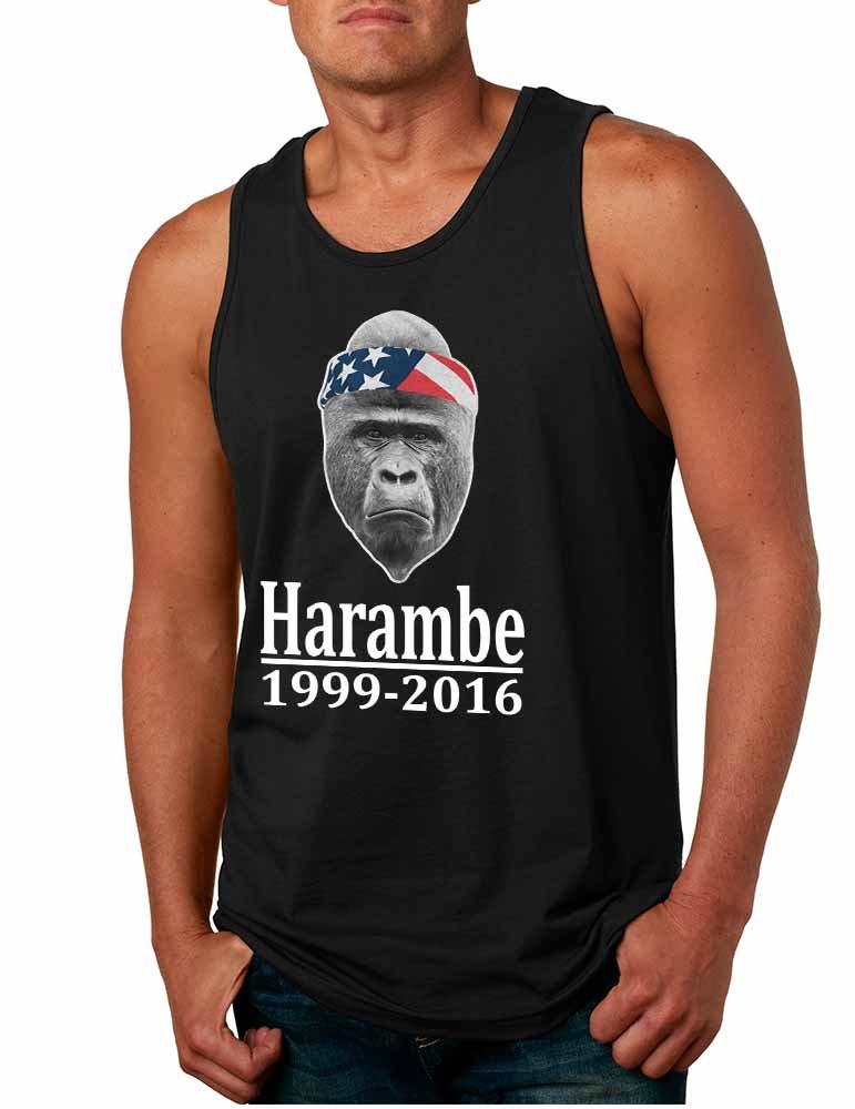 ALLNTRENDSMen's Tank Top R.I.P Harambe Gorilla Support Top Animals Zoo