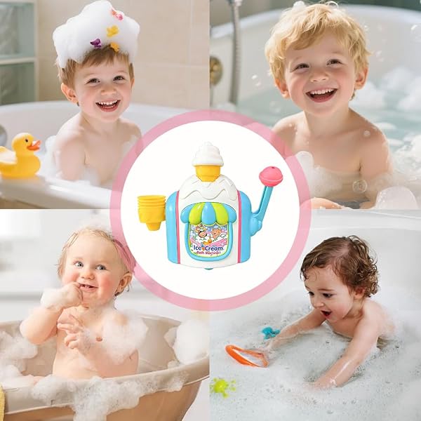 Ice Cream Bath Toys, Bath Ice Cream Foam Maker, Baths Bubble Ic Creamm Machine, Creams Themed Baths Toys, Sensory Play Ices Creams Bathing Toy, Bathtub Shower Play Water Toy Bathroom Shower Room (B) - 5