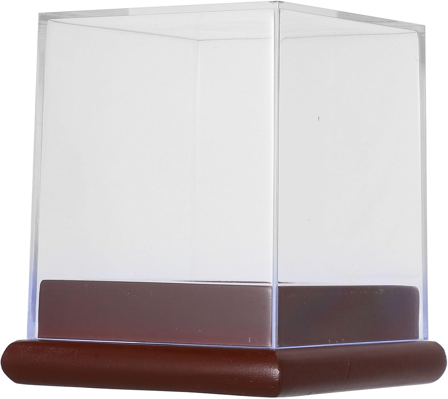 Baseball Display Case Acrylic Box with Wood Base and Large Cover Baseball and Softball Cube Stand for Memorabilia Display and Storage