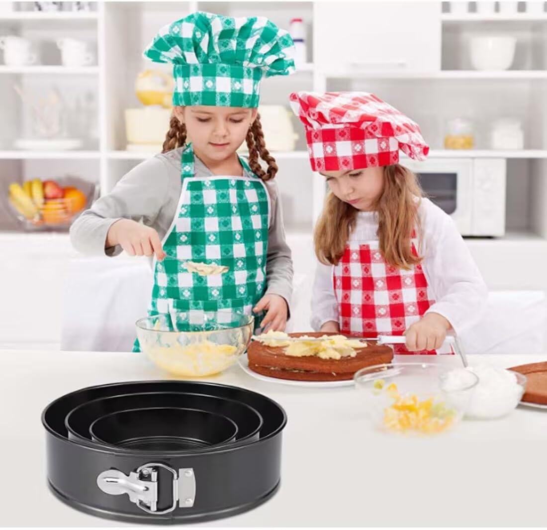 Springform Cake Pan set, 4"/7"/9" Non-stick Cheesecake Pan, Leakproof Round Cake Pan,Removable Bottom Quick Release Latch moulds for birthday cake,3 PCS,Gift free 50 Pcs Cake Paper