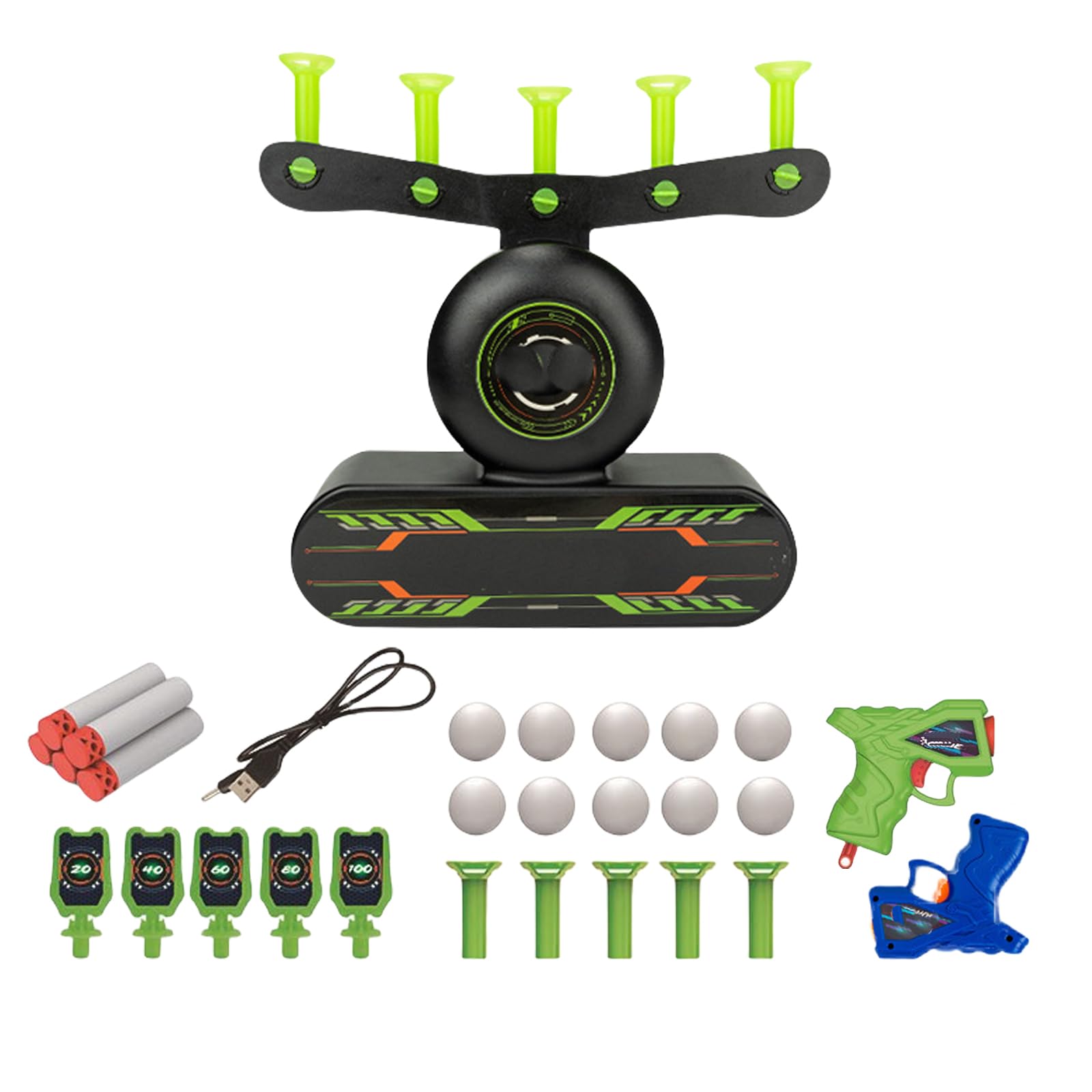 Hover Shot Floating Target Game, Target Practice Toys for Kids and Adults, Glow-in-The-Dark Shooting Target Practice Kids Shooting Toy Gun Set, USB Version (Green 2)