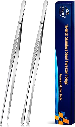 JETKONG 2 pinzas de cocina de 16 pulgadas de acero inoxidable, pinzas rectas para alimentos, pinzas profesionales de cocina para reparar y hacer disponible en Yaxa Costa Rica
