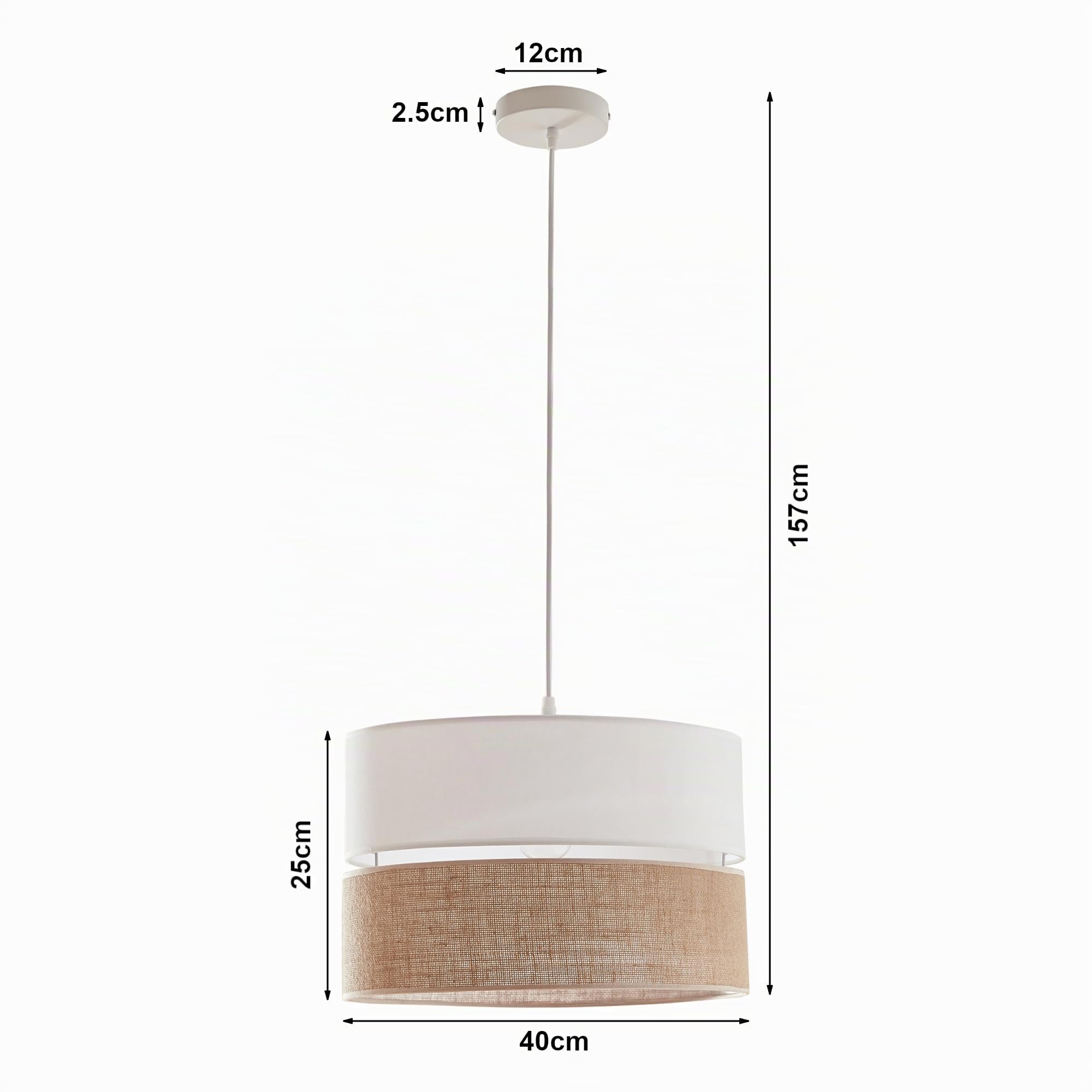 lux.pro Hängelampe Barton Pendelleuchte mit doppeltem Lampenschirm aus Textil Hängeleuchte Deckenlampe hängend Wohnzimmerlampe Weiß/Leinenoptik