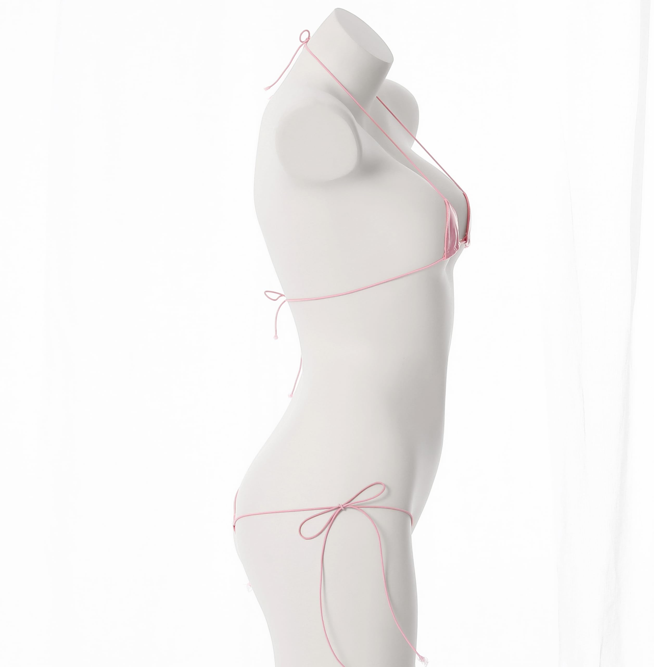 JasmyGirls Leather Micro Bikini Extreme Anime Lingerie Sexy Cosplay Outfit Japanese Bra Panty Set Two Piece Thong Swimsuit: Pink